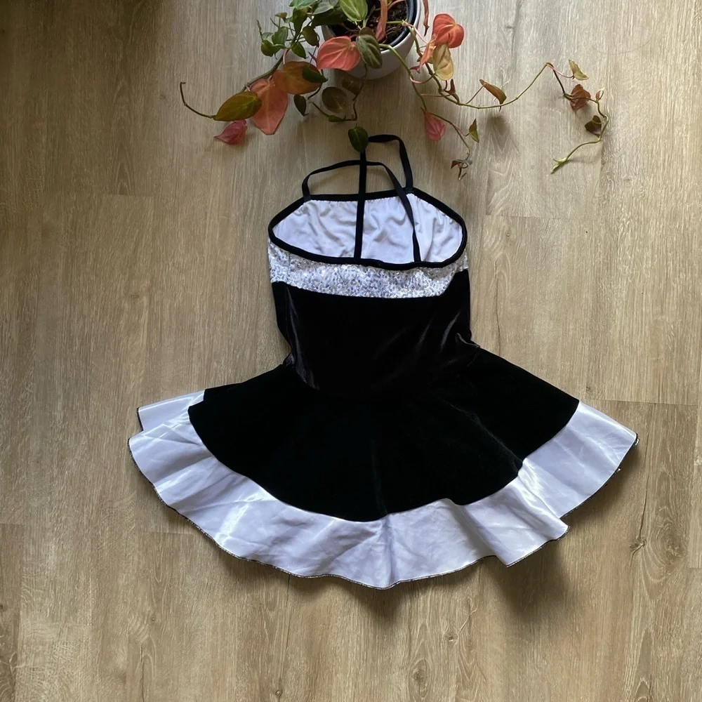 Girls Black White Sequined Dance TuTu Dress Costume Medium Child